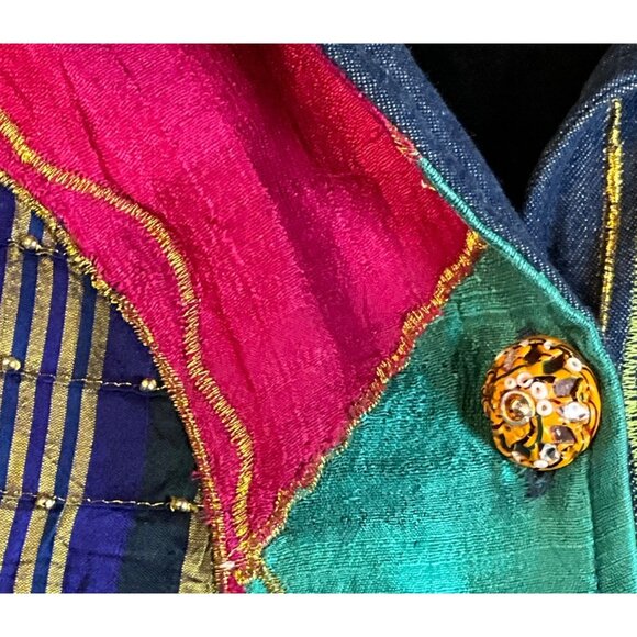 Vintage Anage Patchwork Jacket 2X - 80% Cotton 20% Silk‎ - Picture 3 of 6